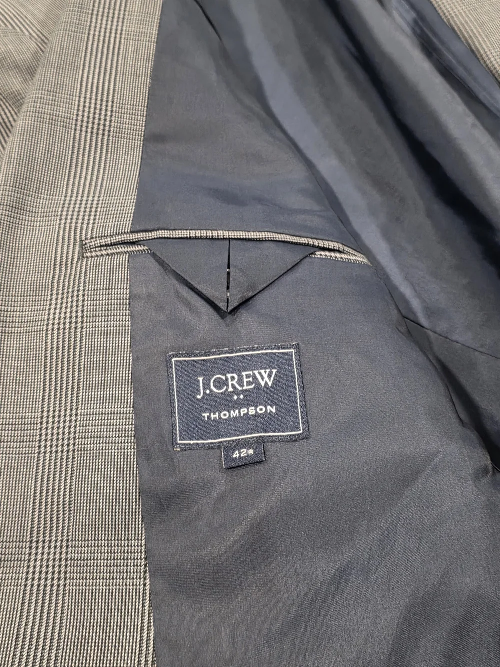 42R Men's J. Crew Thompson Blazer Tartan Plaid Gray All Wool Sport Coat Flawless